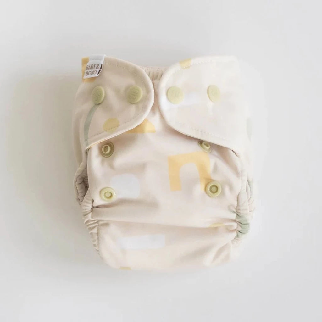 Go-For-Zero-Australia-Bare-And-Boho-Australia-Reusable-Soft-Cover-Nappy-Set-Sage-Shapes