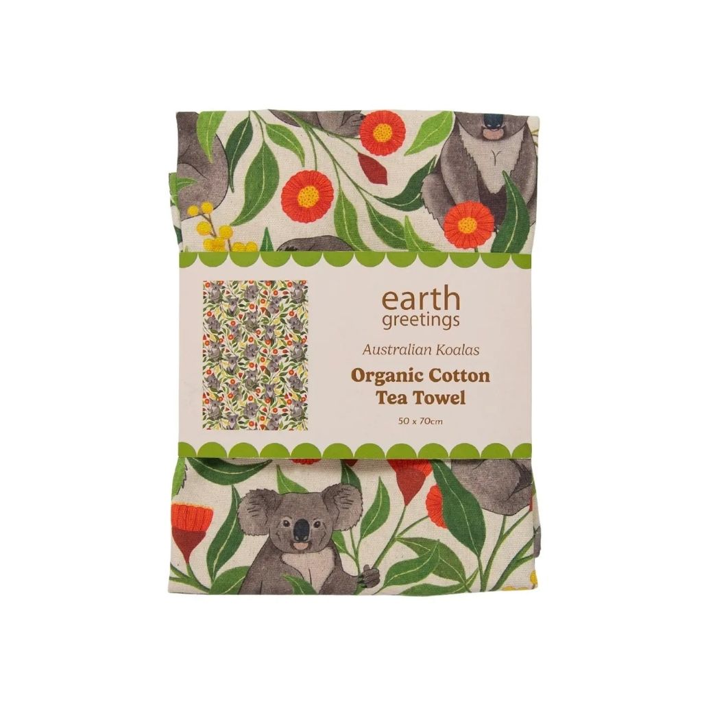 Go-For-Zero-Australia-Earth-Greetings-Australia-Tea-Towel-Australain-Koalas