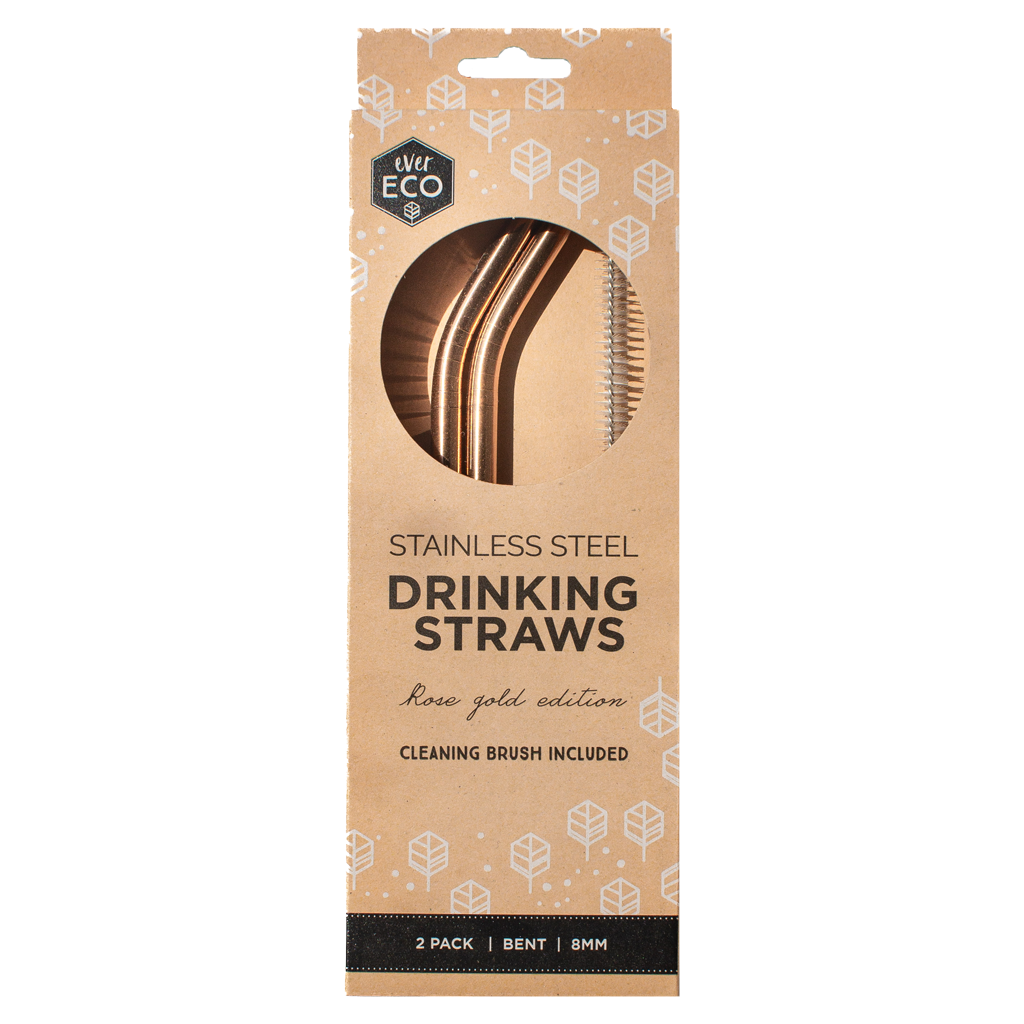 Go-For-Zero-Australia-Ever-Eco-Stainless-Steel-Straws-Rose-Gold-2-Pack-Bent