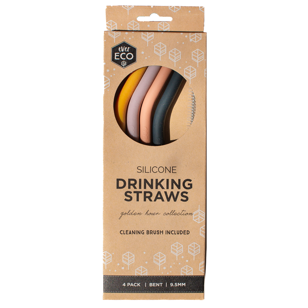 Go-For-Zero-Australia-Ever-Eco-Silicon-Straws-4-Pack-Bent-Autumn-Collection
