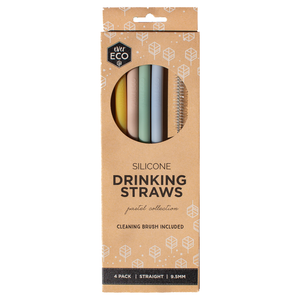 Go-For-Zero-Australia-Ever-Eco-Australia-Silicone-Drinking-Straws-4-Pack-Straight-Spring-Pastels