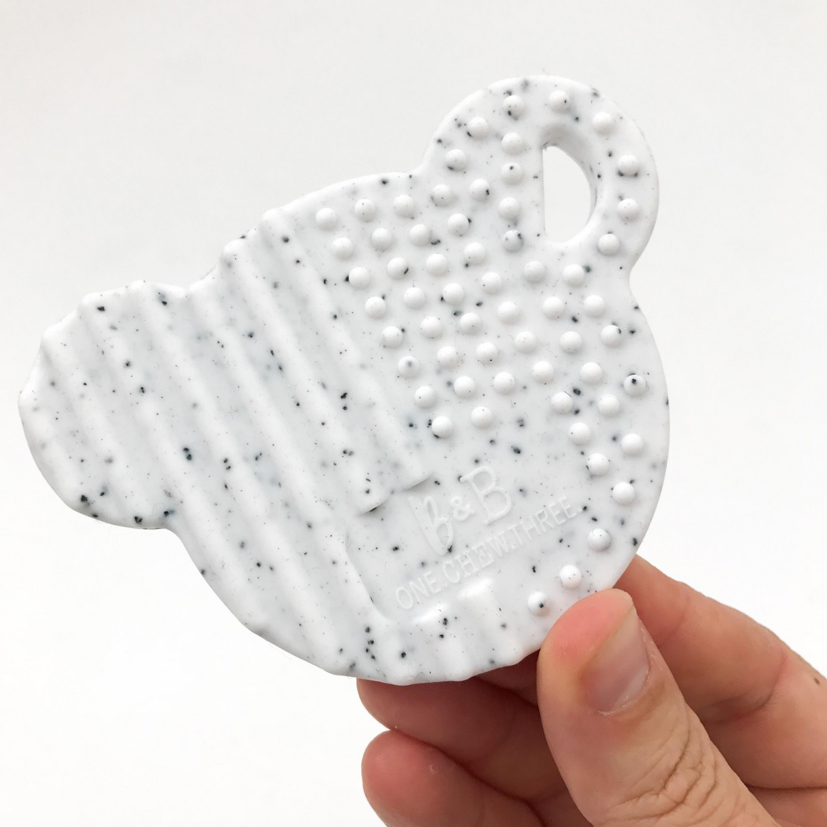 Go-For-Zero-Australia-One-Chew-Three-Australia-Silicone-Dual-Texture-Teether-Bear-White-Granite