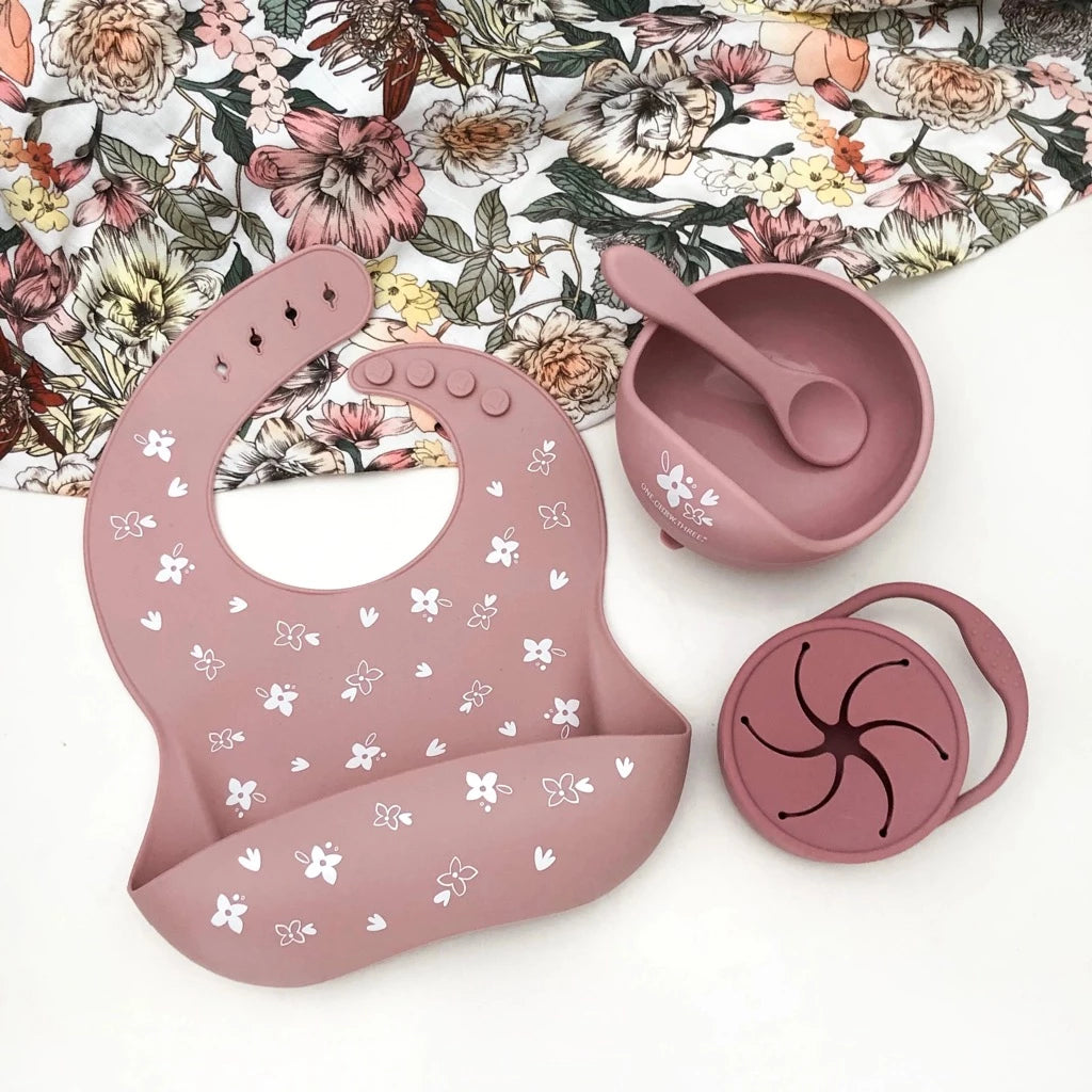 Go-For-Zero-Australia-One-Chew-Three-Australia-Silicone-Feeding-Set-Floral-Rose