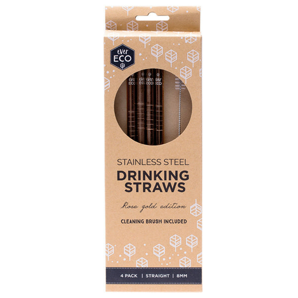 Ever Eco - Rose Gold Straws (4 Pack - Straight)