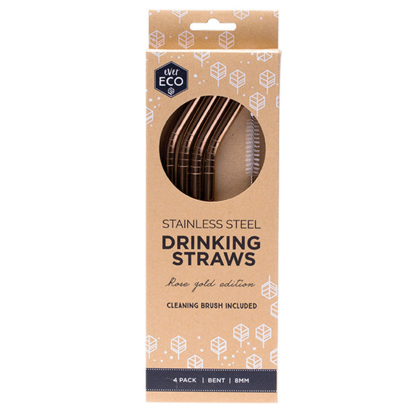 Ever Eco - Rose Gold Straws (4 Pack - Bent)