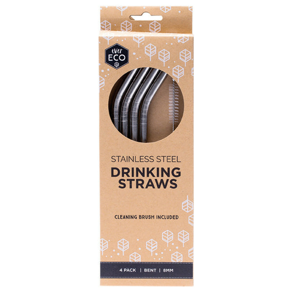 Ever Eco - Stainless Steel Straws (4 Pack - Bent)