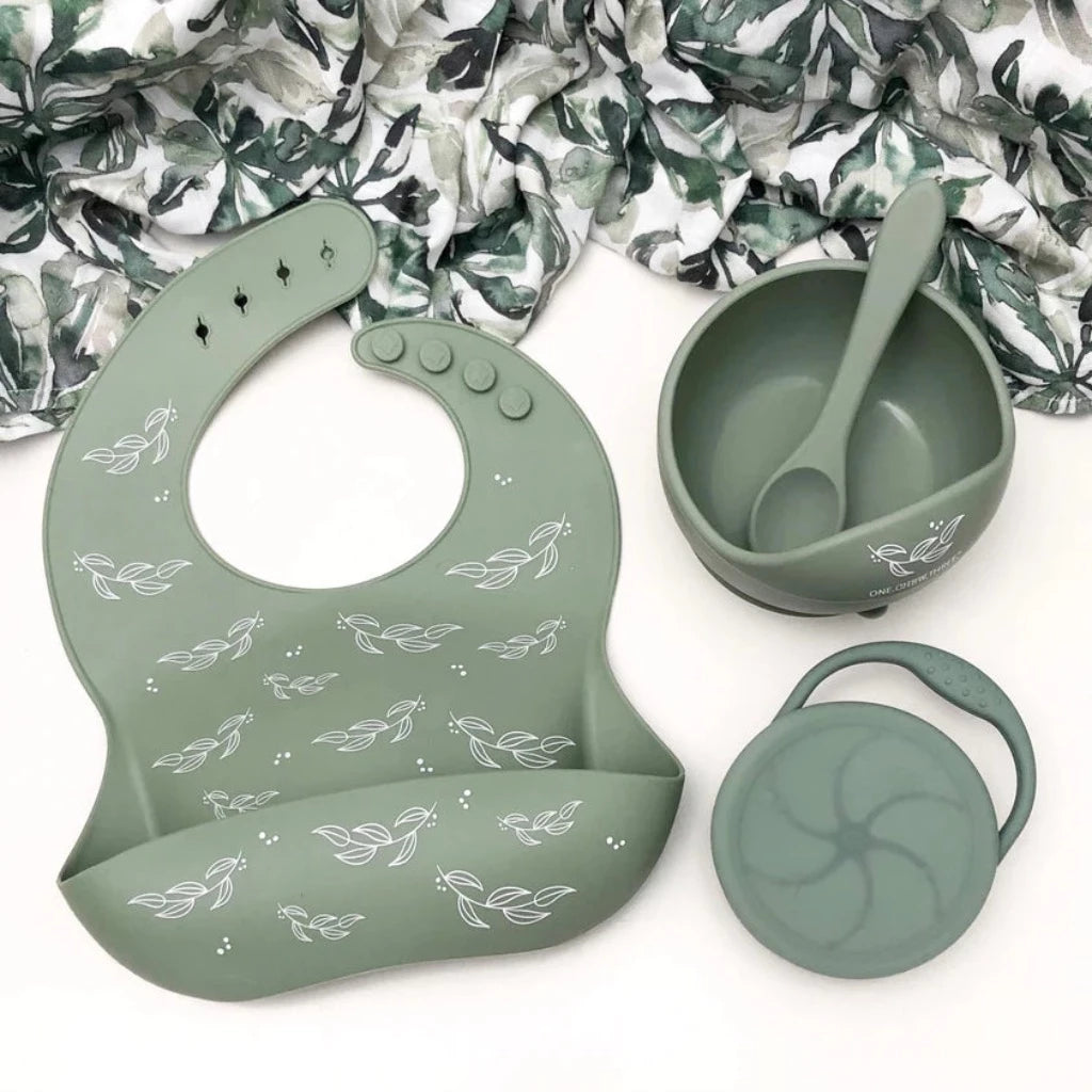 Go-For-Zero-Australia-One-Chew-Three-Australia-Silicone-Feeding-Set-Sage-Foliage