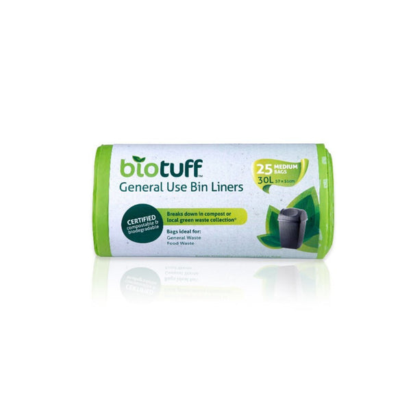 BioTuff - Compostable General Use Bin Liners - Medium 30 Litre (25 Bags) image 1