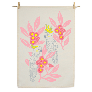 Go-For-Zero-Australia-Earth-Greetings-Australia-Tea-Towel-Silver-Gum-Cockatoos