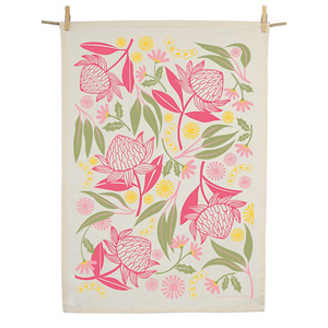 Go-For-Zero-Australia-Earth-Greetings-Australia-Tea-Towel=Waratah-Whirl
