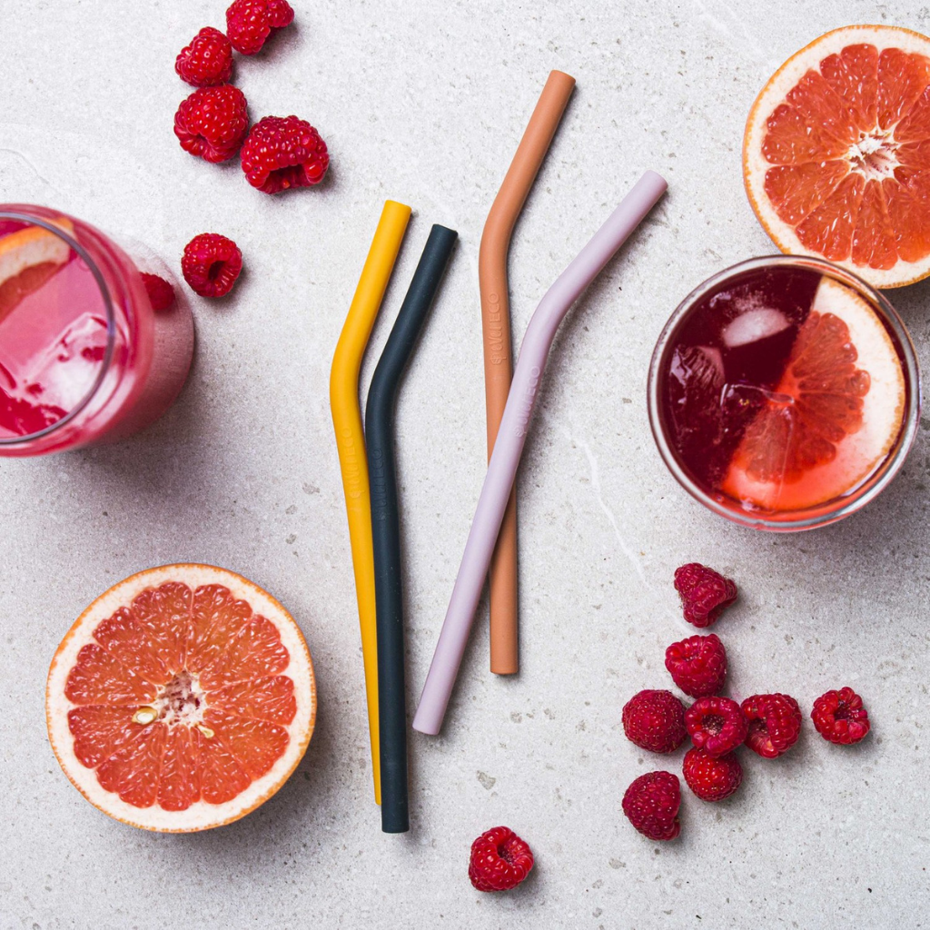 Go-For-Zero-Australia-Ever-Eco-Silicon-Straws-4-Pack-Bent-Autumn-Collection-Styled