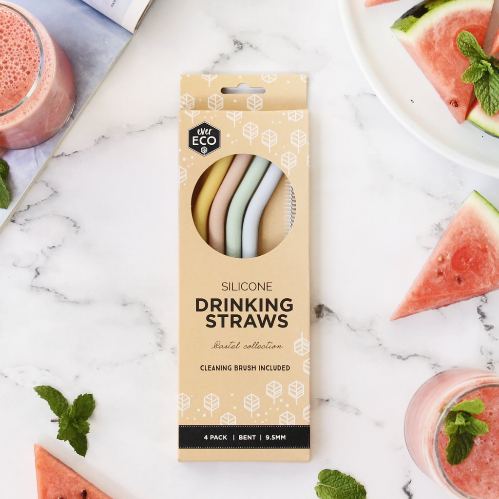 Go-For-Zero-Australia-Ever-Eco-Silicon-Straws-4-Pack-Bent-Spring-Pastels-Front