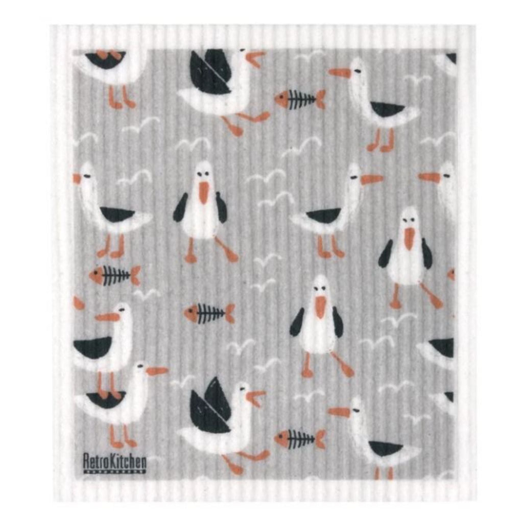 Go-For-Zero-Australia-Retro-Kitchen-Cellulose-Dishcloth-Seagulls