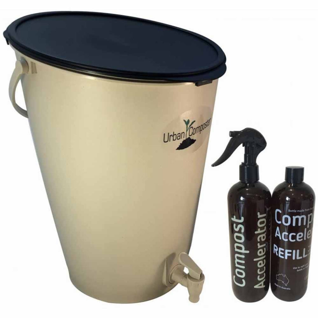 Go-For-Zero-Australia-Urban-Composter-Australia-15-Litre-Composter-Bin-Starter-Pack-Black