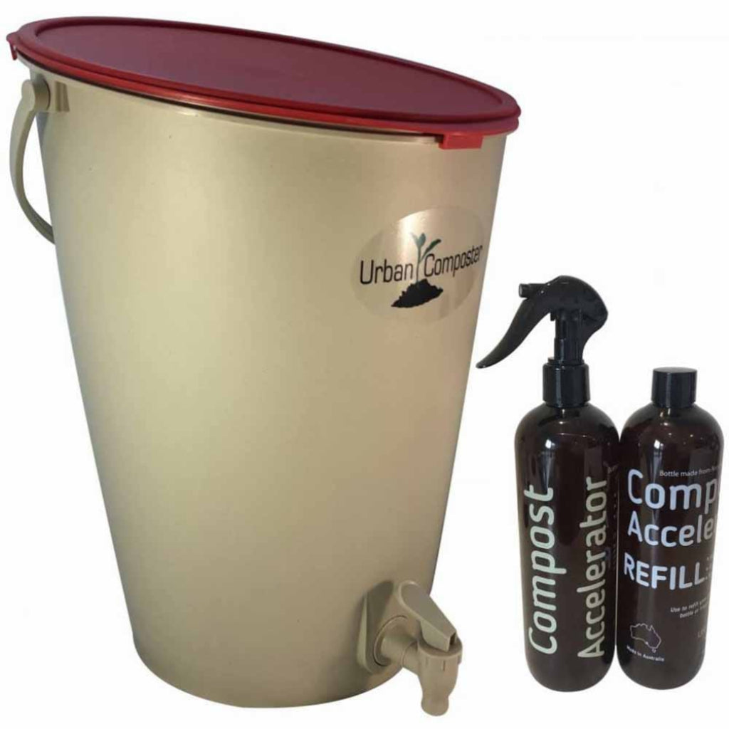 Go-For-Zero-Australia-Urban-Composter-Australia-15-Litre-Composter-Bin-Starter-Pack-Red