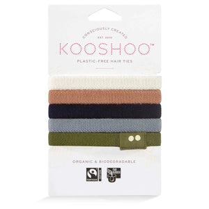 Go-For-Zero-Australia-Kooshoo-Australia-Organic-Plastic-Free-Flat-Hair-Ties-Classics-5-Pack