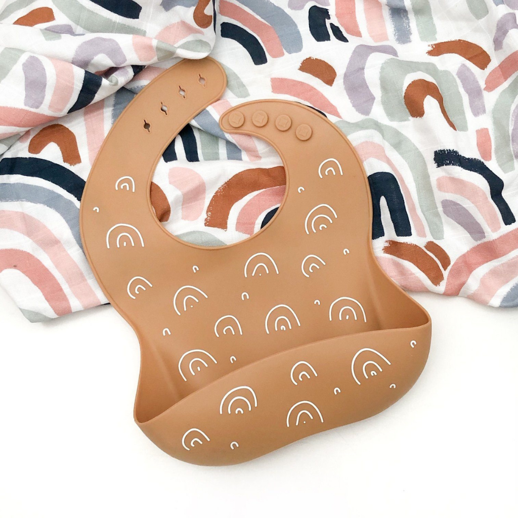 Go-For-Zero-Australia-One-Chew-Three-Australia-Silicone-Catch-Bibs-Caramel-Rainbow
