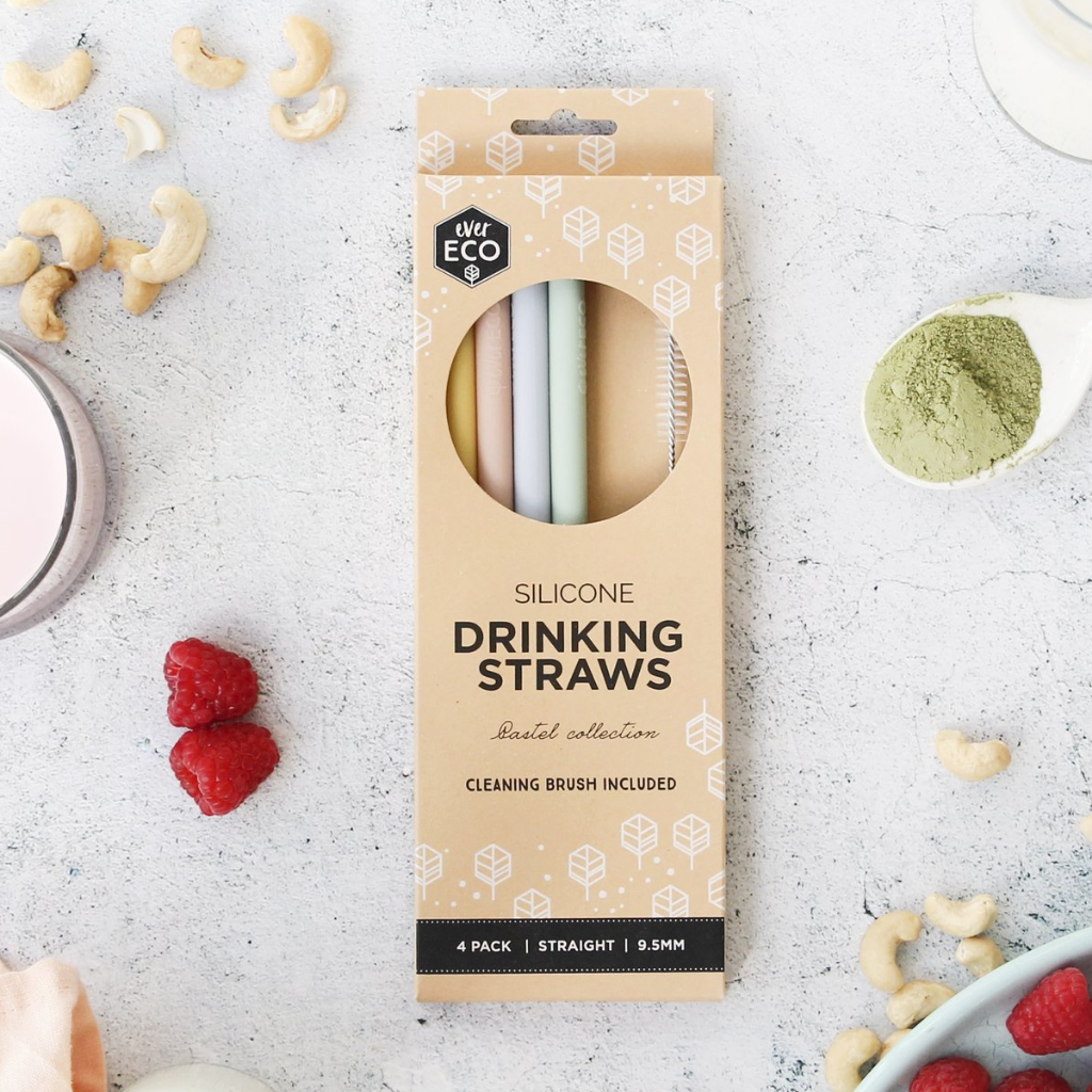 Go-For-Zero-Australia-Ever-Eco-Australia-Silicone-Drinking-Straws-4-Pack-Straight-Spring-Pastels