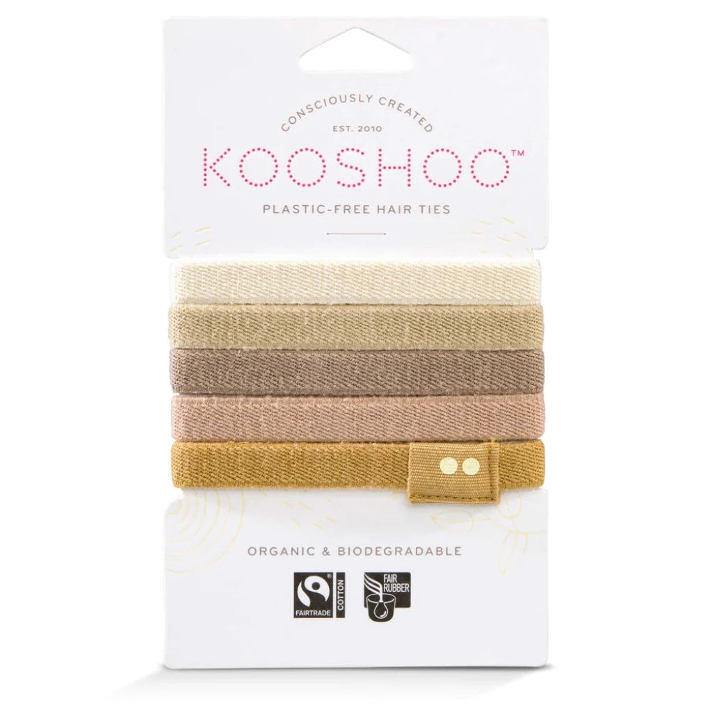 Go-For-Zero-Australia-Kooshoo-Australia-Organic-Plastic-Free-Flat-Hair-Ties-Blondies-5-Pack